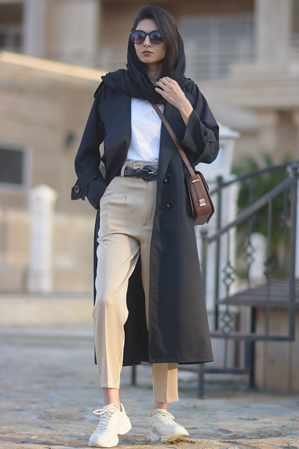 ترنچ کت فاستونی تمام مشکی