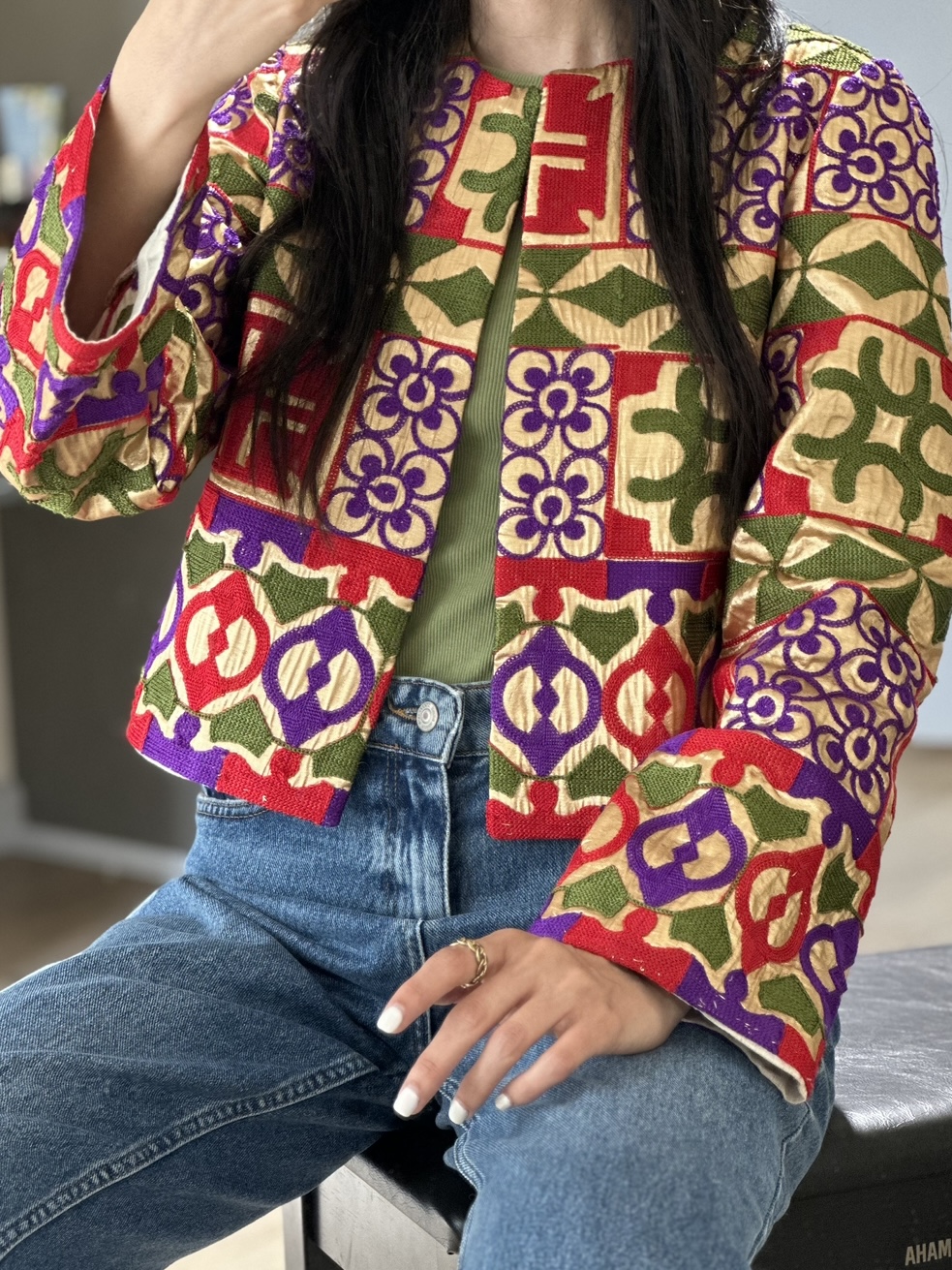 کراپ کت سوزن دوزی rainbow