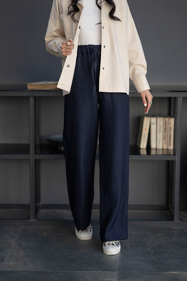 شلوار پلیسه سورمه ای