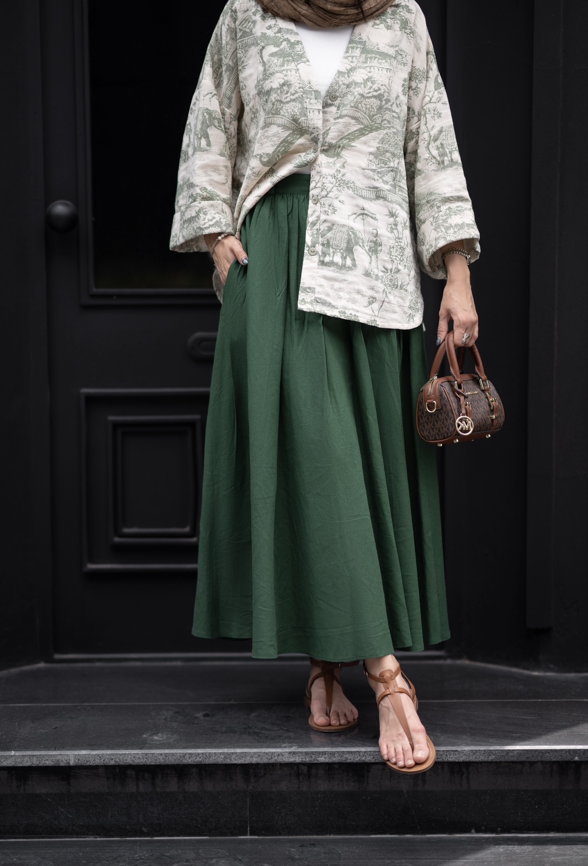 دامن لینن prance - سبز