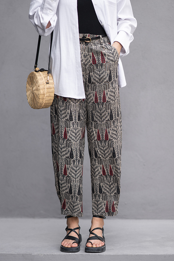 شلوار لینن طرح دار