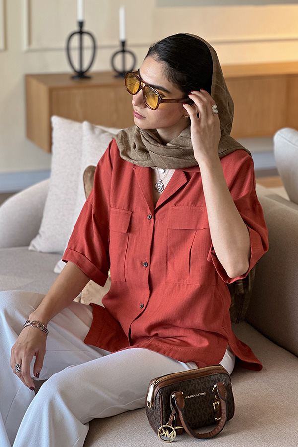 شومیز لینن آستین کوتاه