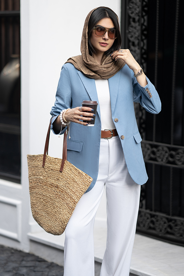 کت لینن آبی