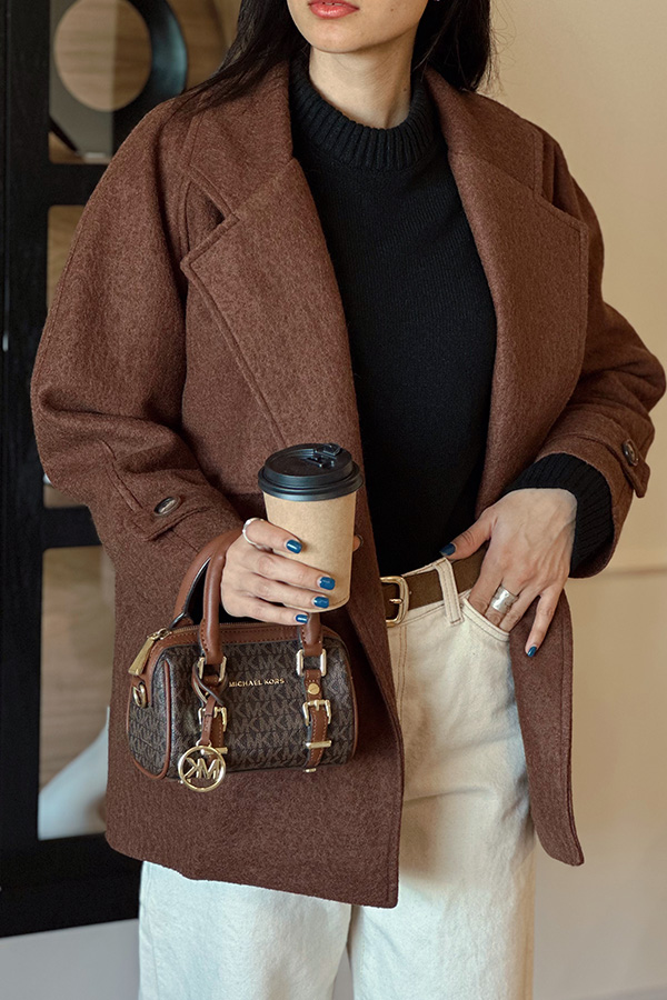 پالتو قهوه ای بوکله زنانه