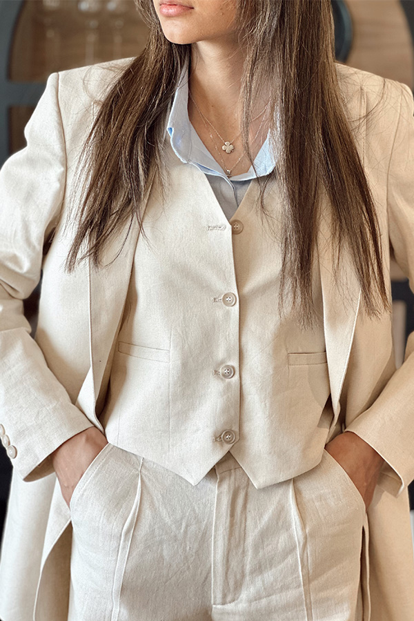 جلیقه لینن زنانه کرم