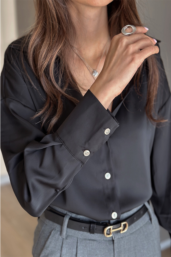 شومیز ترک ساتن زنانه مشکی