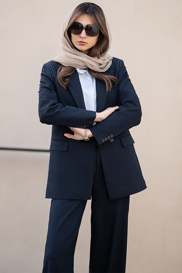 کت کتان گاباردین سرمه ای