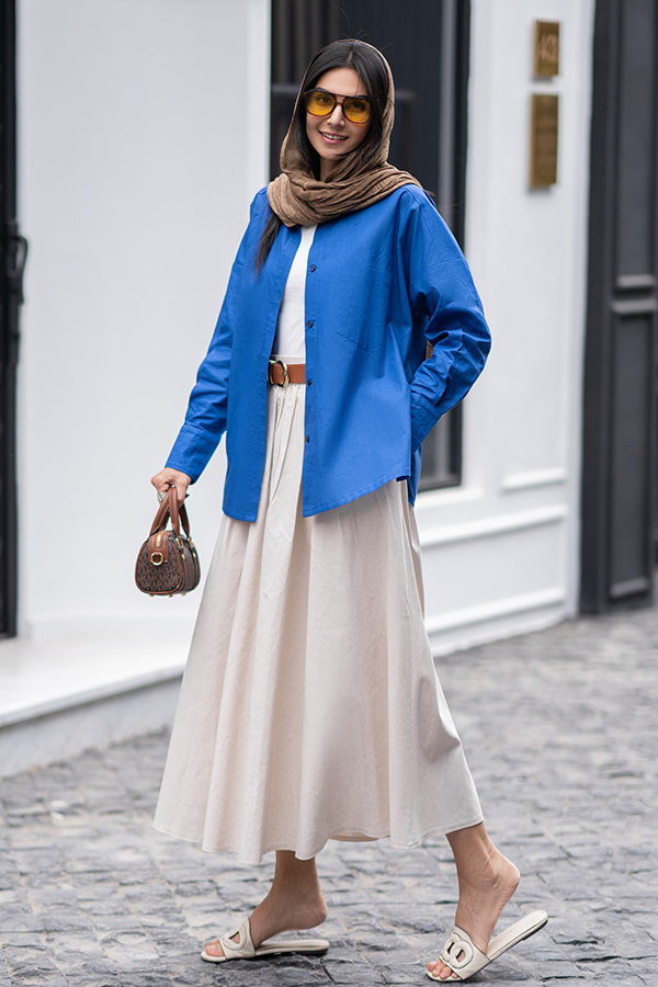 شومیز لینن آبی