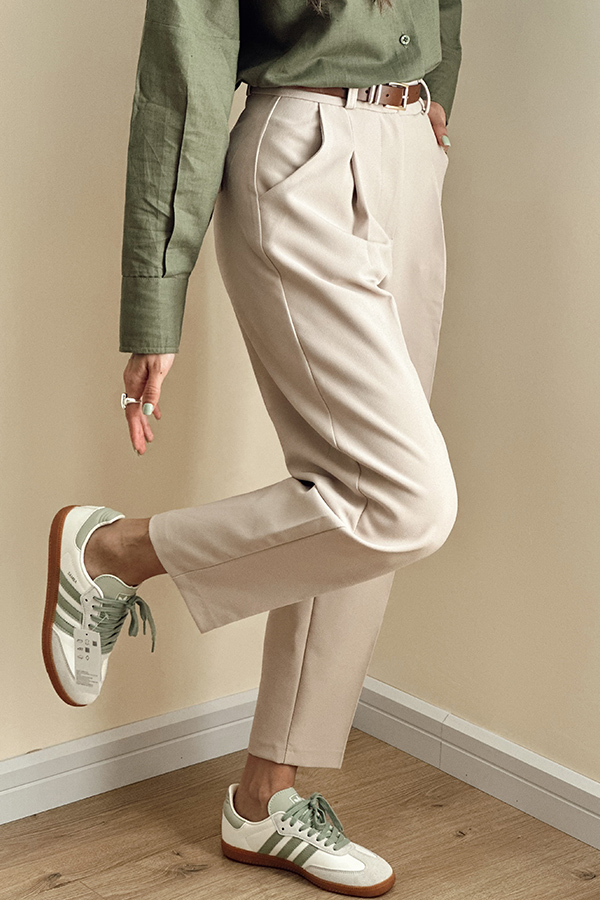 شلوار پری فیت کرم