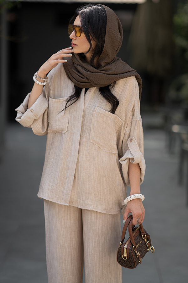 ست شومیزو دامن کرم