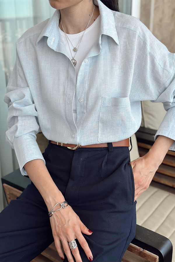 شومیز آبی روشن مرتا زنانه