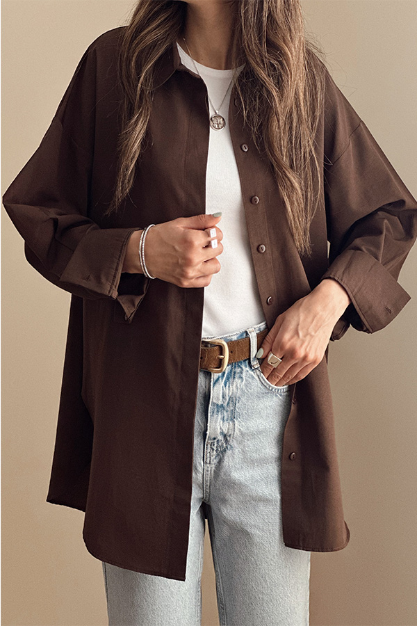 شومیز ترک زنانه قهوه ای