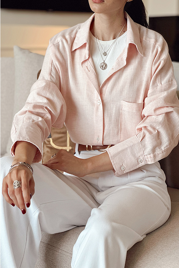 شومیز لینن زنانه صورتی