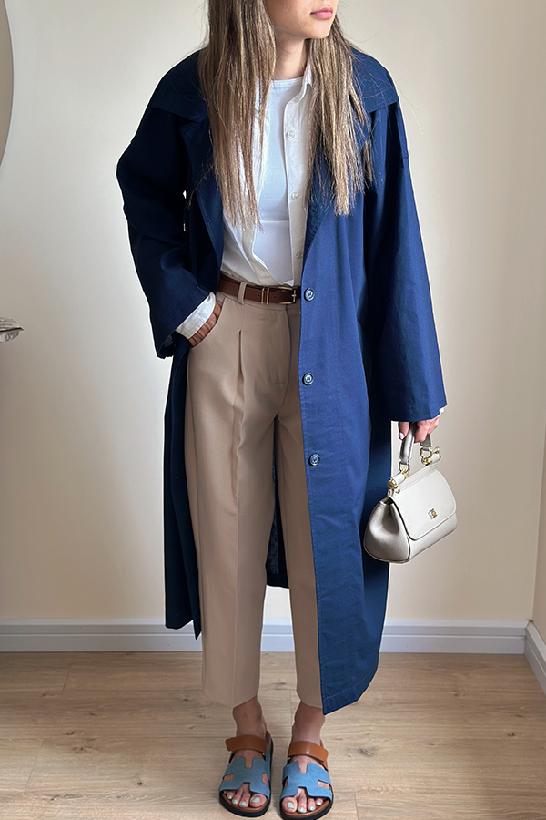 مانتو لینن سرمه ای مرتا