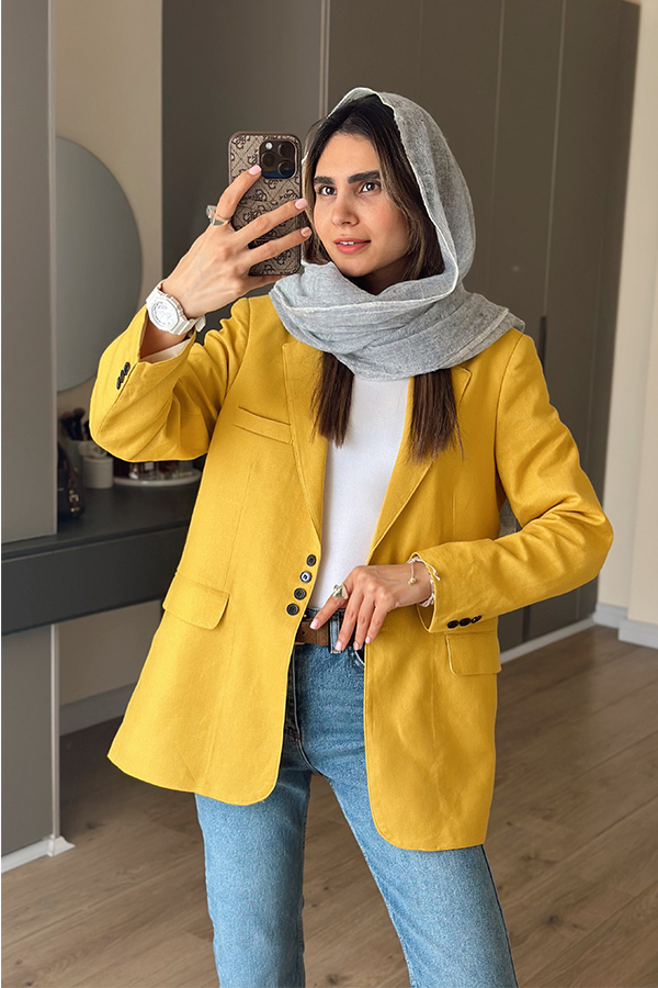 کت لینن زرد زنانه مرتا