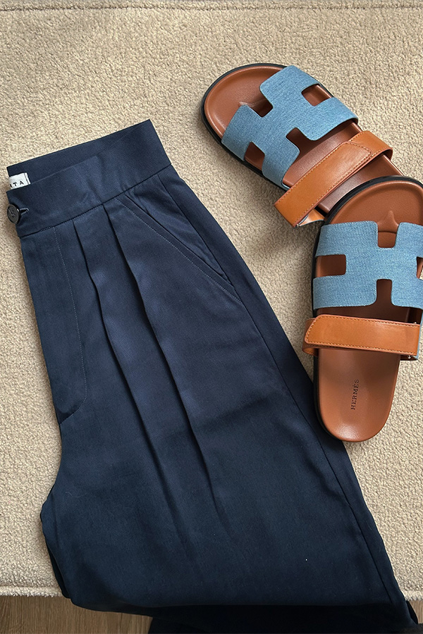 شلوار پارچه ای راحت زنانه سرمه ای