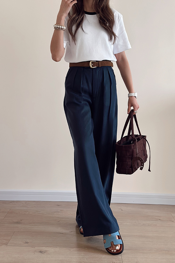 شلوار پارچه ای راحت زنانه مرتا سرمه ای