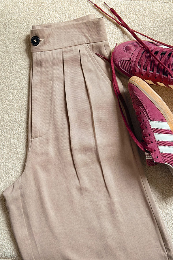 شلوار پارچه ای راحت زنانه کرم