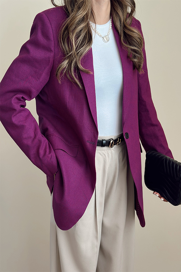 کت لینن زنانه مرتا بنفش