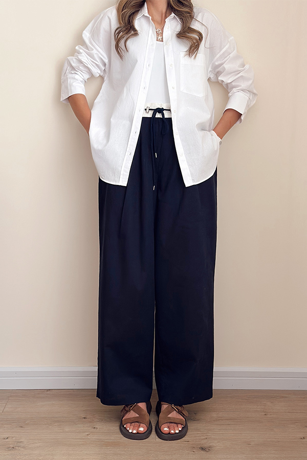 شلوار لینن_کتان سرمه ای Quzu