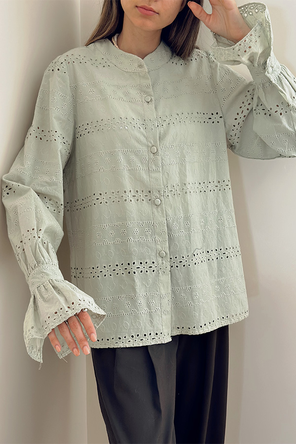 شومیز خامه دوزی سبز مرتا