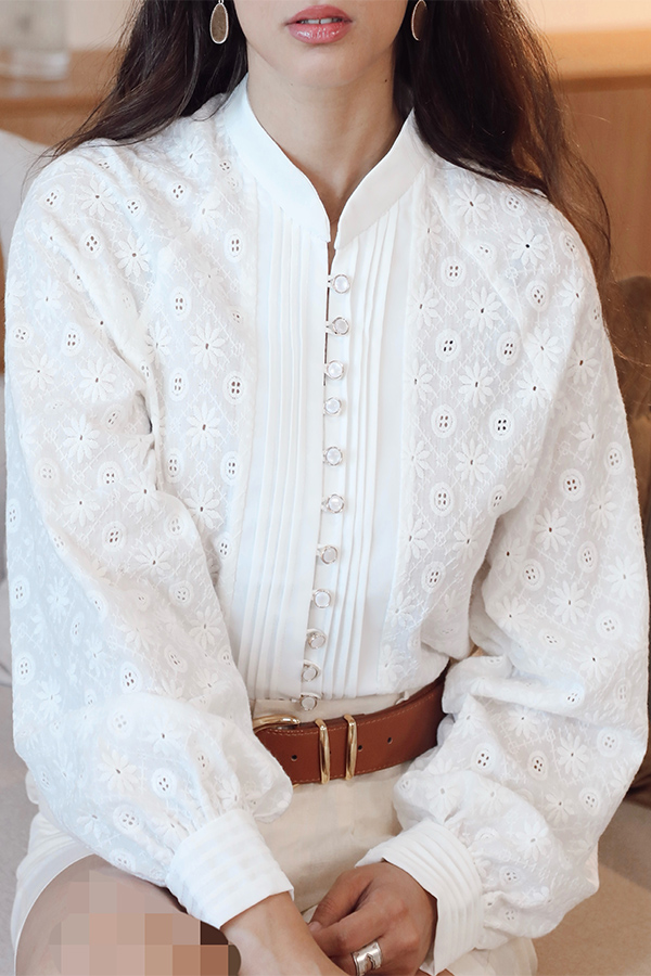 شومیز خامه دوزی سفید مرتا