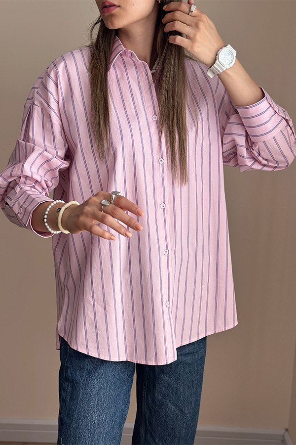 شومیز راه راه صورتی مرتا