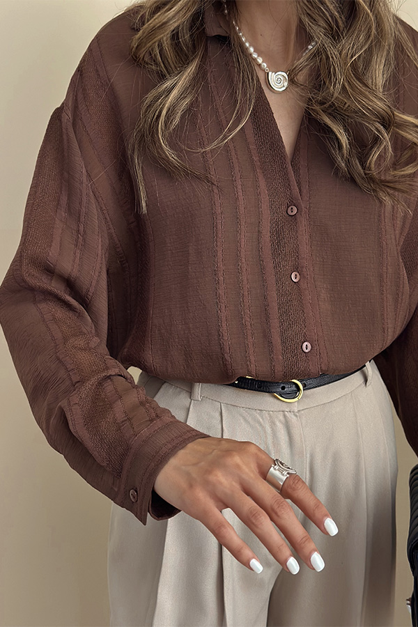 شومیز قهوه ای حریر perry