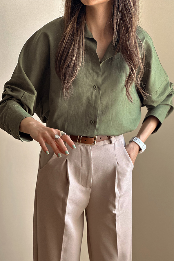 شومیزلینن سبز زنانه