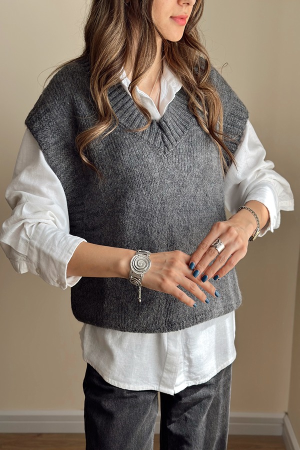 جلیقه بافت طوسی