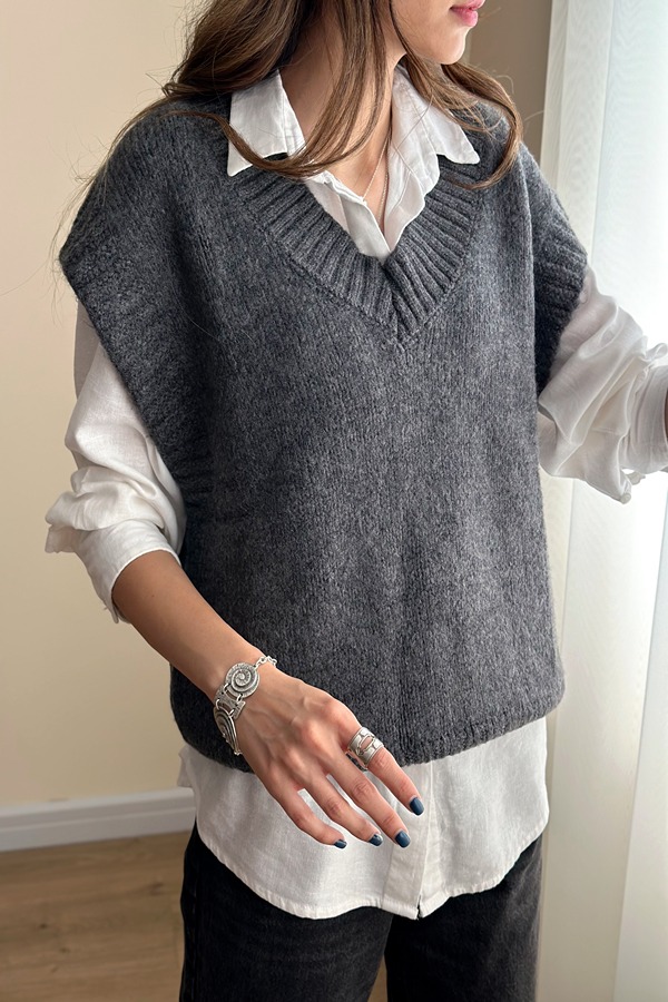 جلیقه بافت طوسی