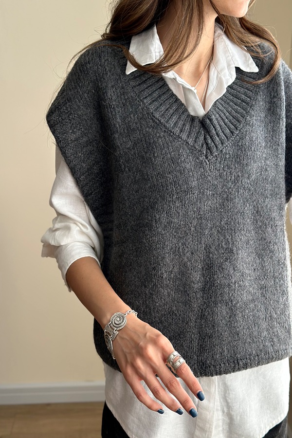 جلیقه بافت طوسی مرتا