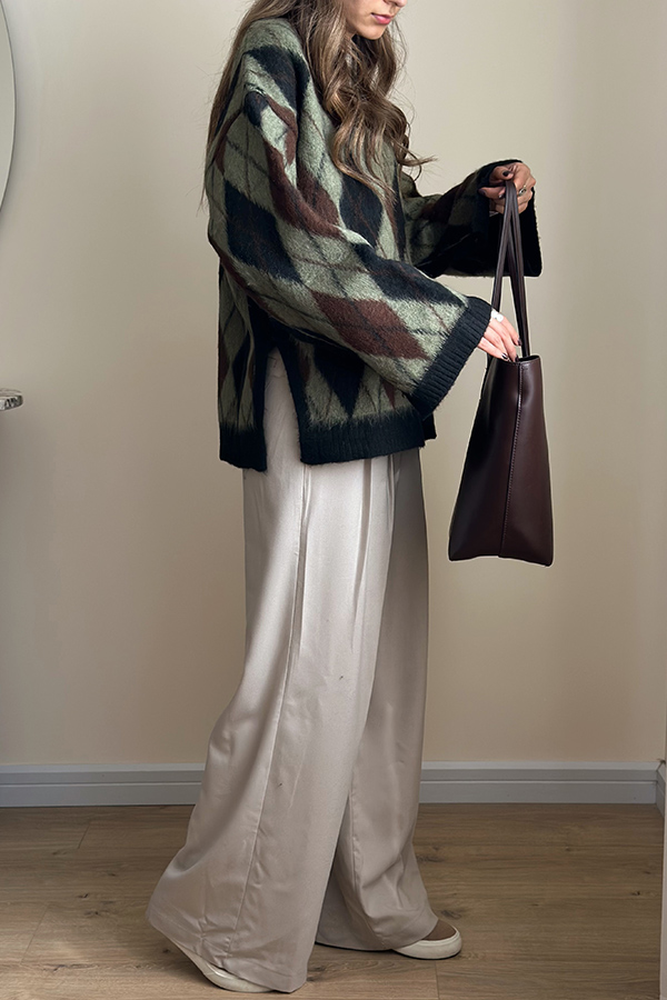 بافت ترک زنانه سبز قهوه ای