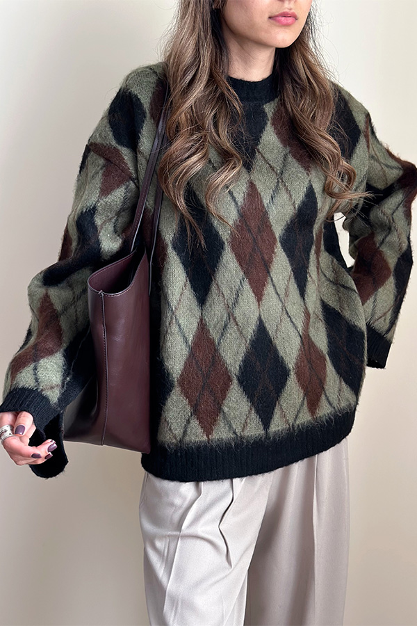 بافت ترک زنانه سبز قهوه ای