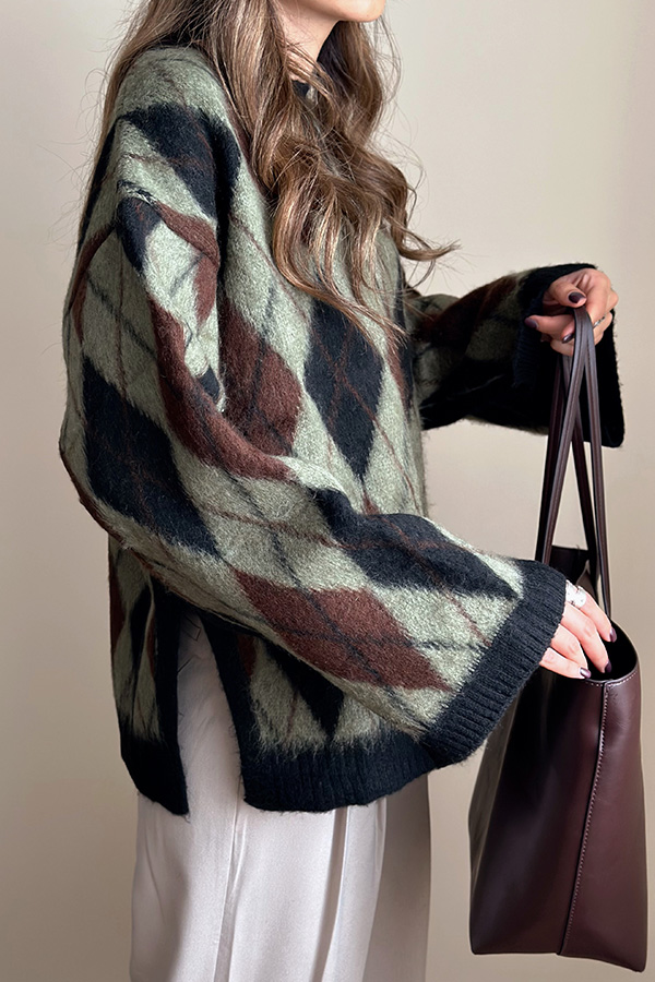 بافت ترک زنانه سبز قهوه ای