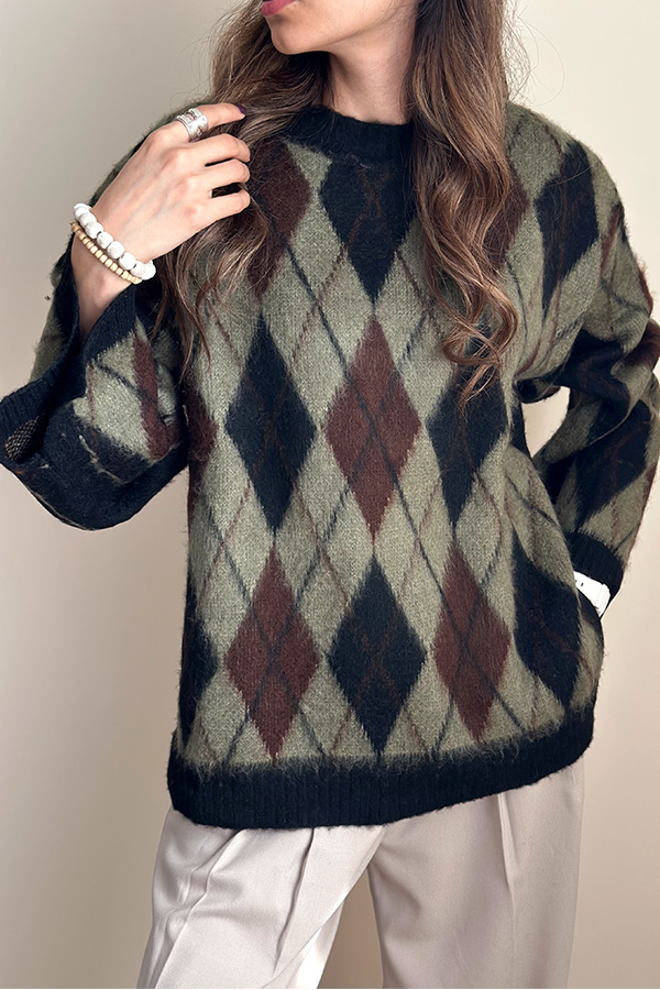 بافت ترک زنانه سبز قهوه ای