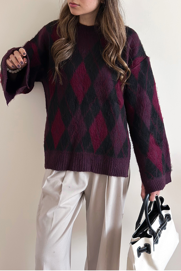 بافت ترک زنانه مشکی زرشکی