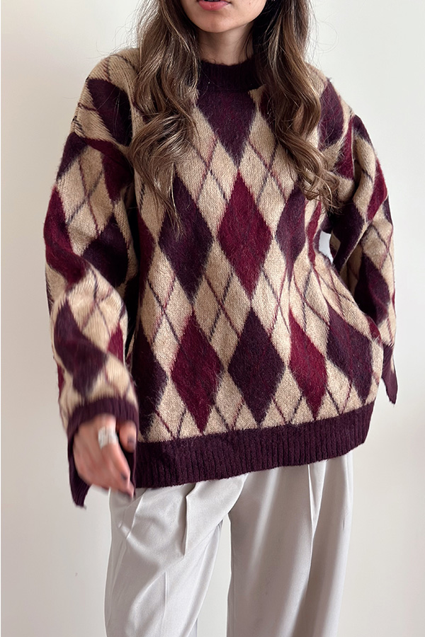 بافت ترک زنانه کرم زرشکی