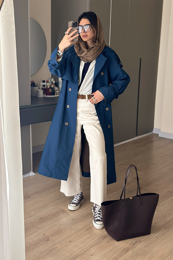 ترنچ کت زنانه سرمه ای