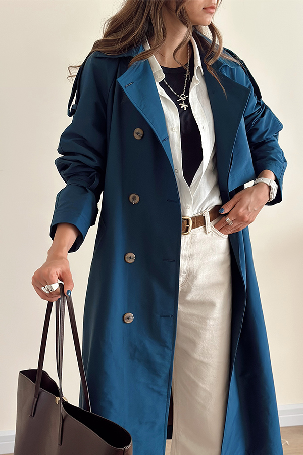 ترنچ کت زنانه سرمه ای