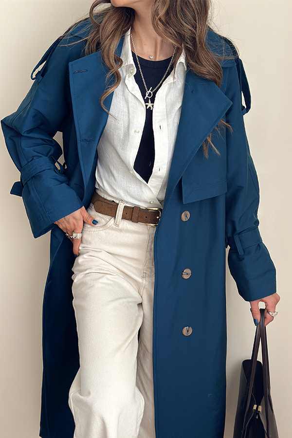 ترنچ کت زنانه سرمه ای مرتا