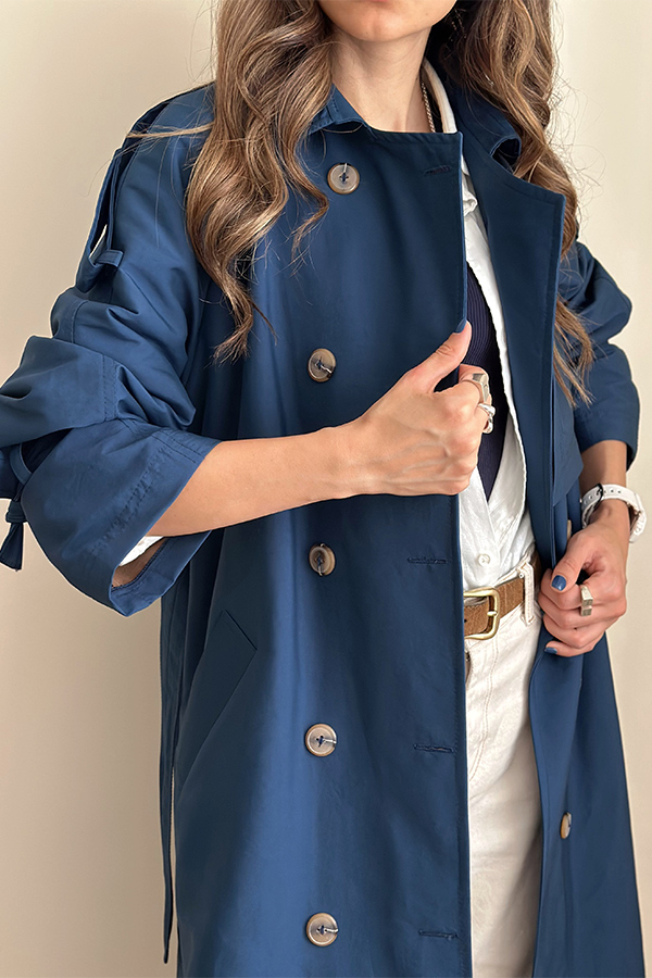 ترنچ کت زنانه سرمه ای