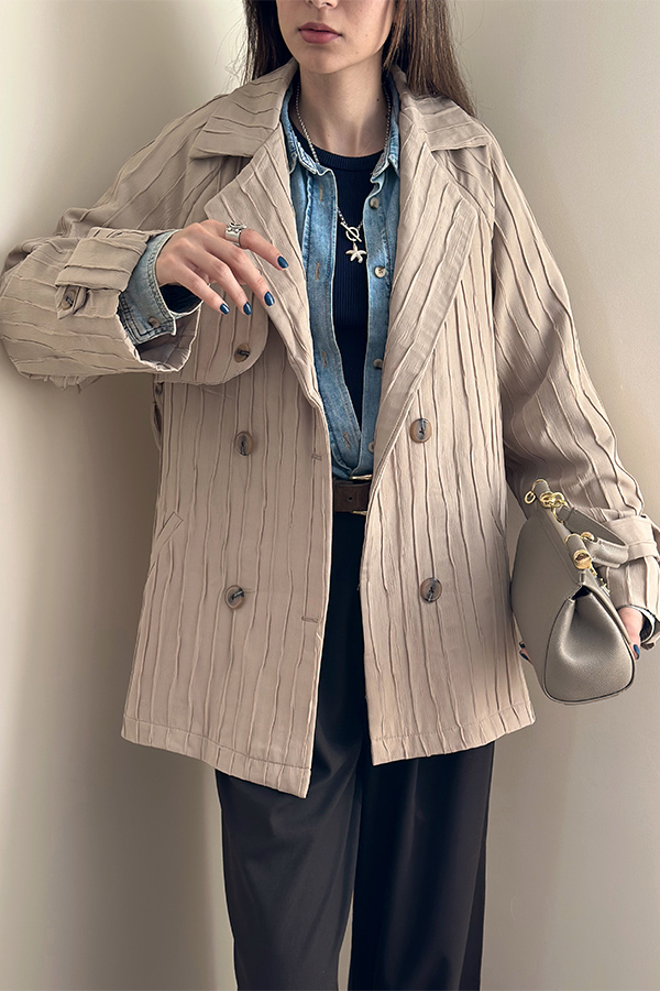 ترنچ کت زنانه کرم مرتا