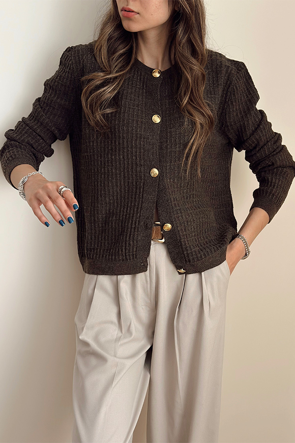 کاردیگن بافت ترک زنانه قهوه ای