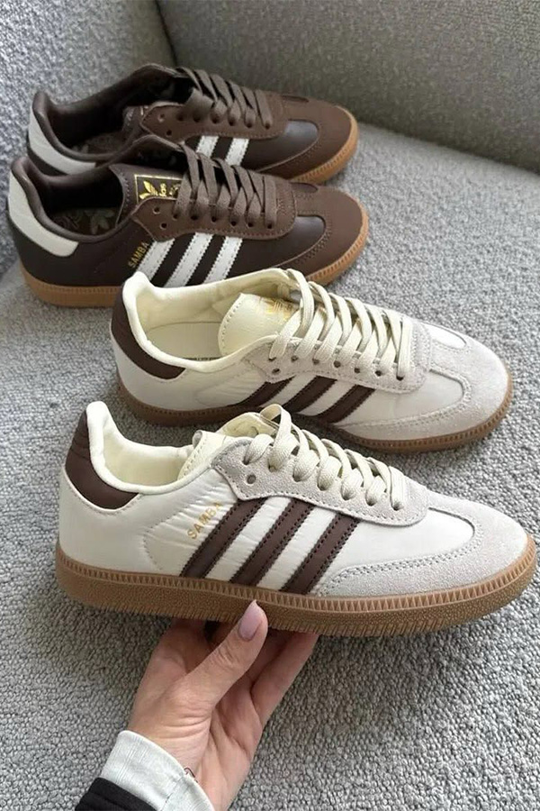 کتونی ادیداس سامبا سفید قهوه ای