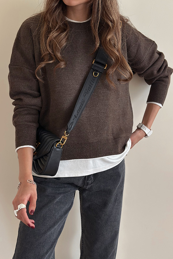 بلوز بافت تزک زنانه قهوه ای