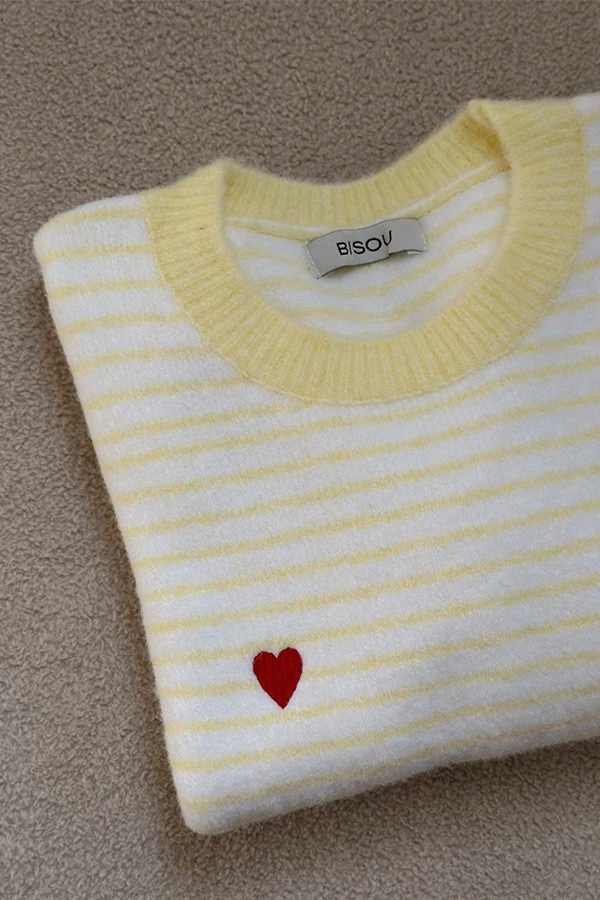 بلوز بافت راه راه استین کوتاه( لیمویی )