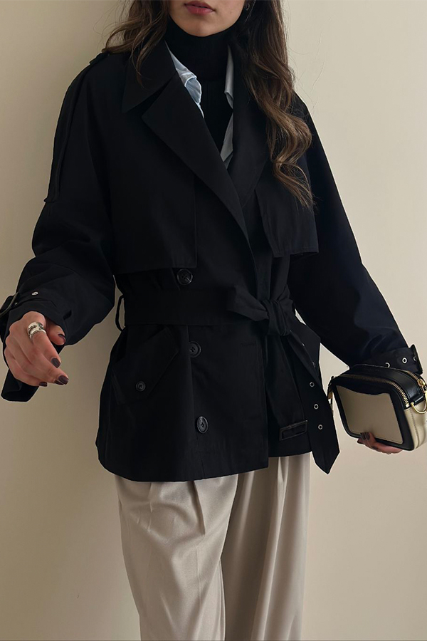 ترنچ کت مشکی زنانه chic