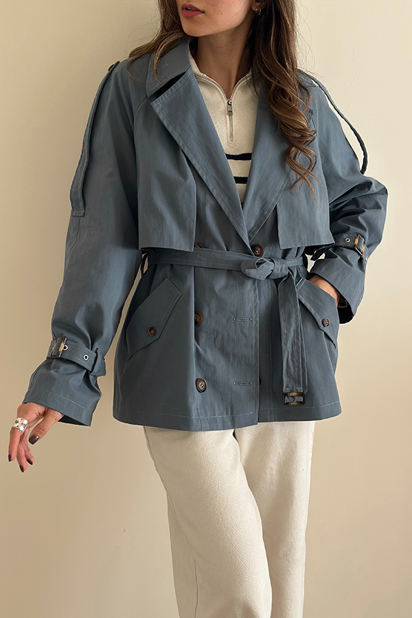 ترنچ کت کوتاه آبی خاص