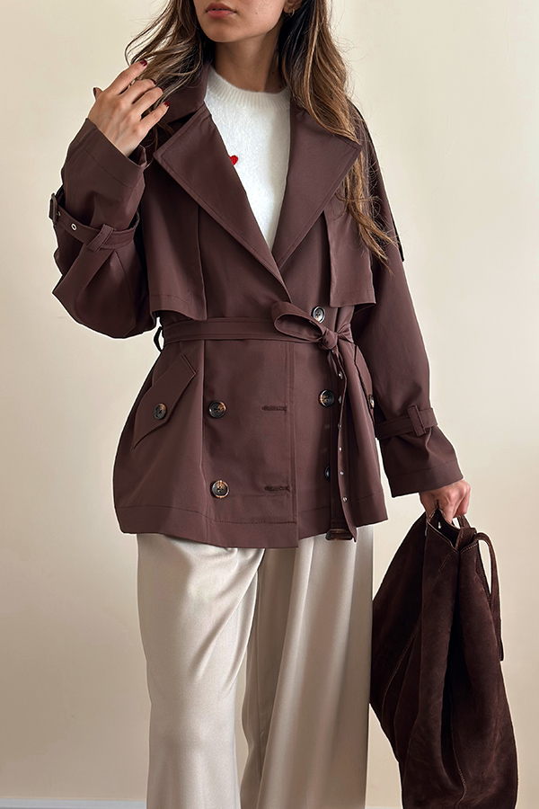 ترنچ کت کوتاه قهوه ای خاص